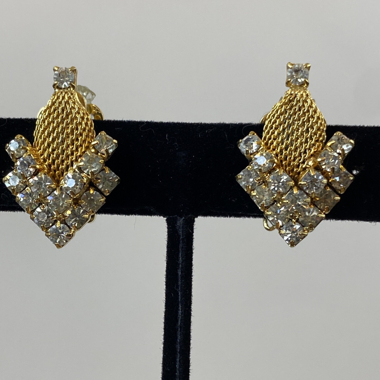 Vintage Hobe Rhinestone Earrings Gold Tone 79$